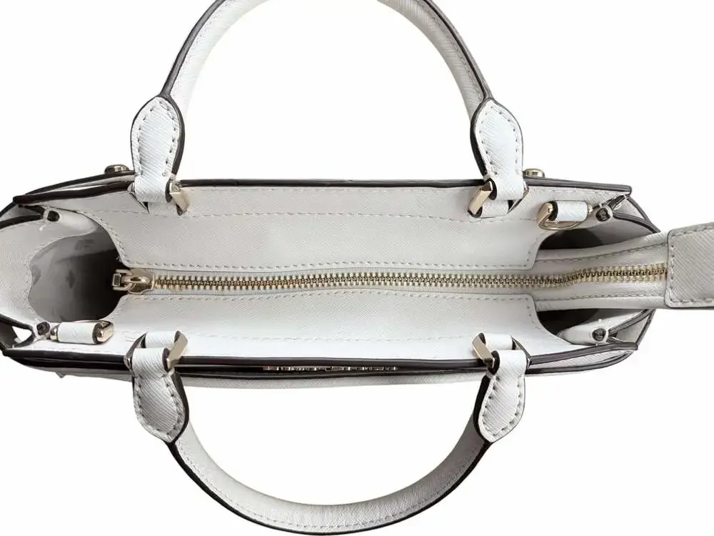 Kate Spade Staci Medium Straw “whitedove” Leather Satchel
